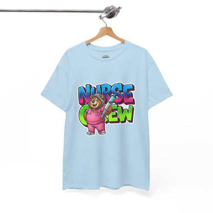 Nurse Crew Bear T‑Shirt — Cute Pink Nurse Cartoon Tee for Nurses & Medical Staff