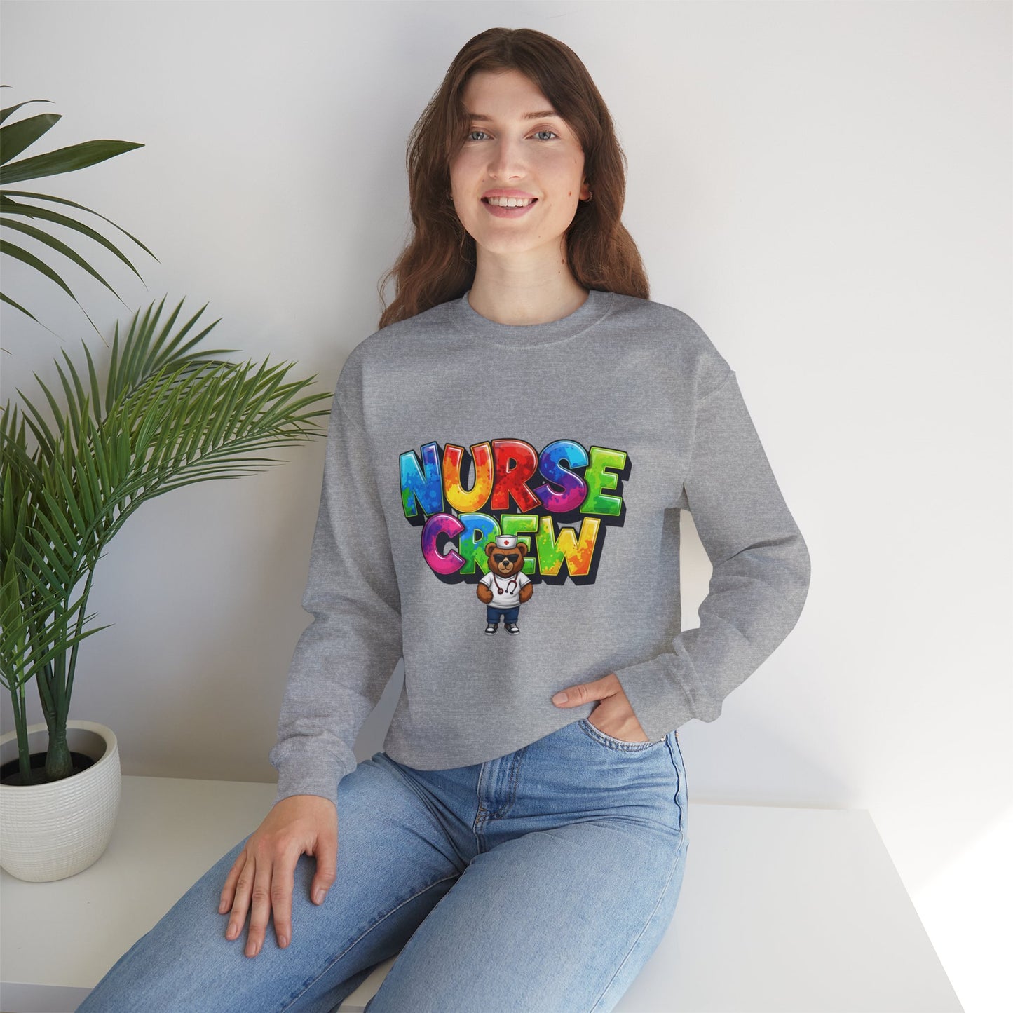Nurse Crew Sweatshirt — 'NURSE CREW' Graphic Pullover for Healthcare Professionals