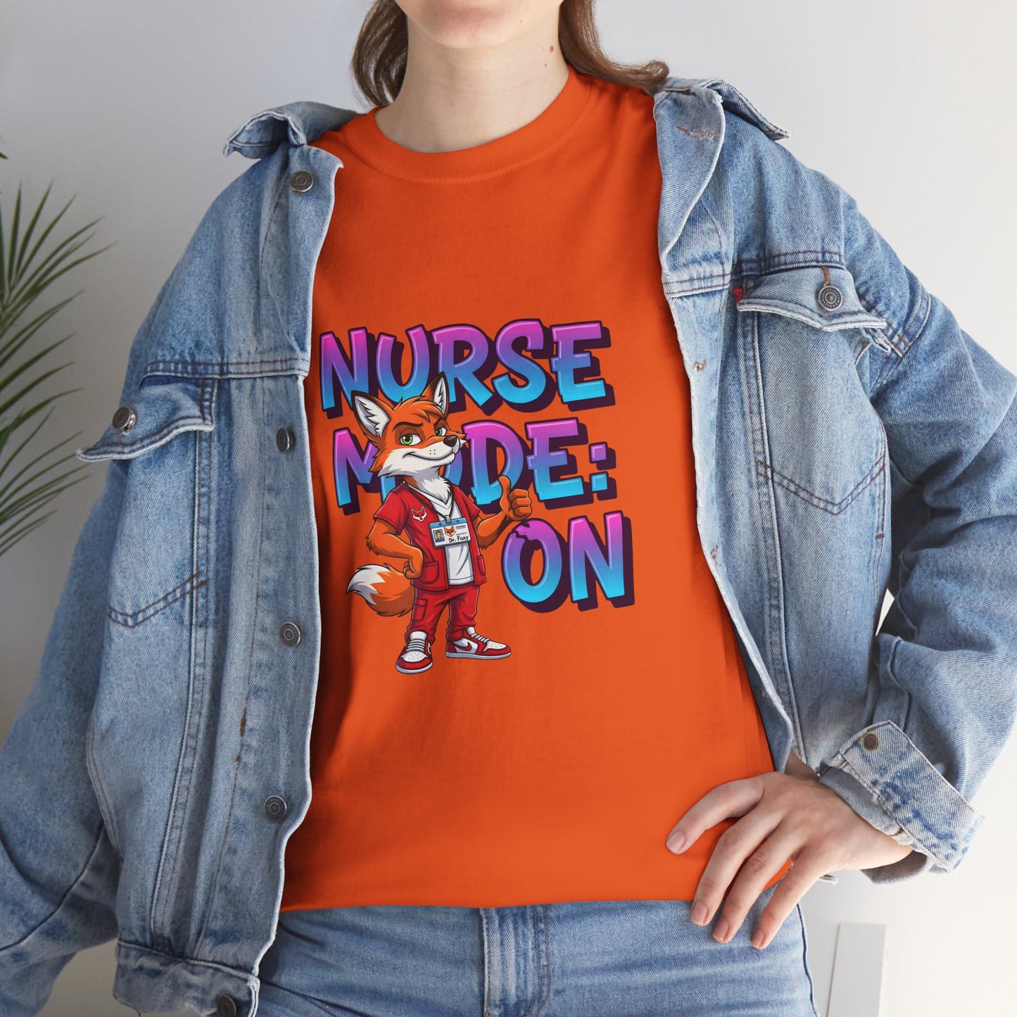 Nurse Mode On T‑Shirt — Cute Fox Nurse Graphic Tee for Nurses & Nursing Students