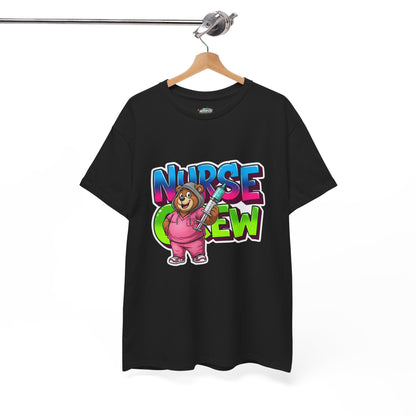Nurse Crew Bear T‑Shirt — Cute Pink Nurse Cartoon Tee for Nurses & Medical Staff