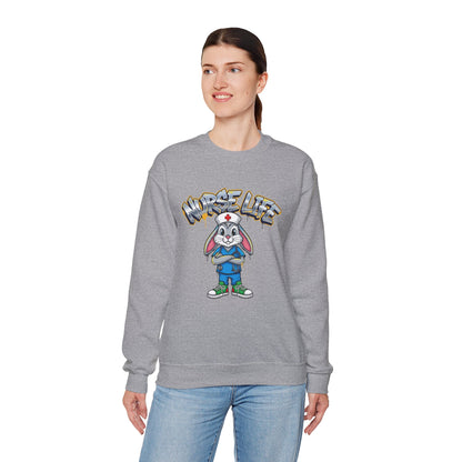 Crewneck Sweatshirt — "Nurse Life" Cute Bunny Nurse Graphic