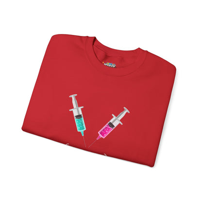 Syringe Smile Crewneck Nurse Sweatshirt - Cute Neon Vaccine Needle Design