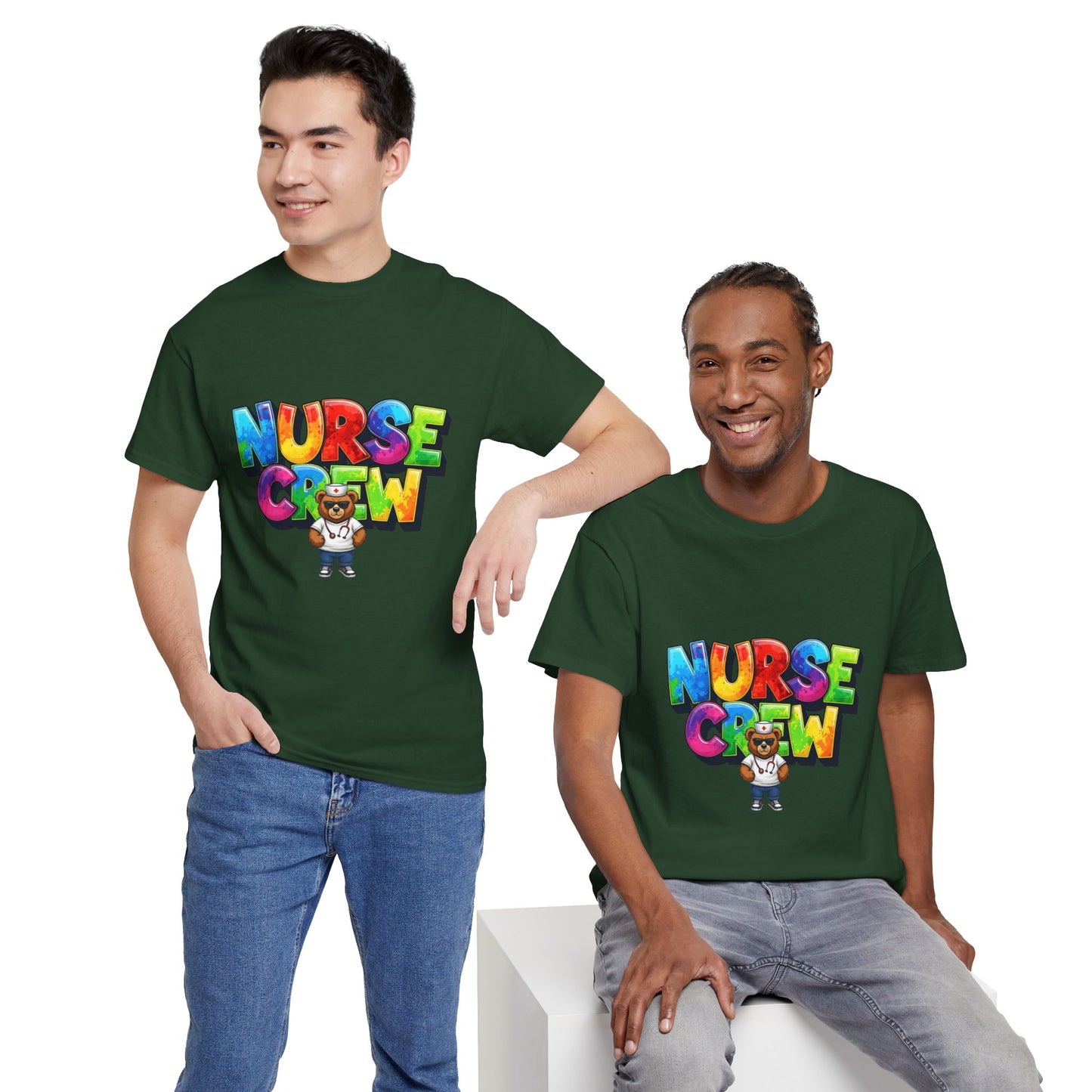 Nurse Crew Graphic Tee — Colorful Cartoon Nurse Appreciation Shirt