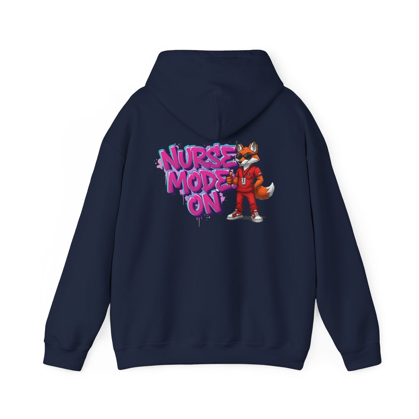 Unisex Nurse Hoodie — 'Nurse Mode On' Cute Nurse Fox Graphic Pullover