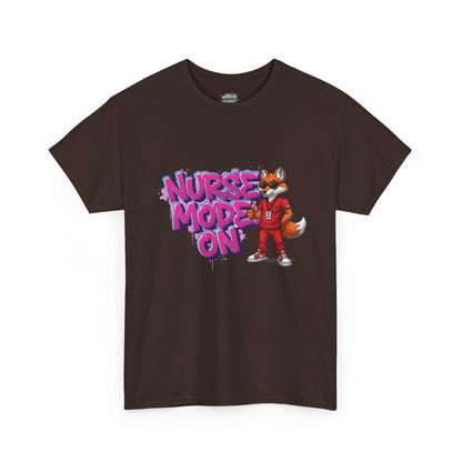 Nurse Mode On T-Shirt — Cute Fox Nurse Graphic Tee for Healthcare Workers