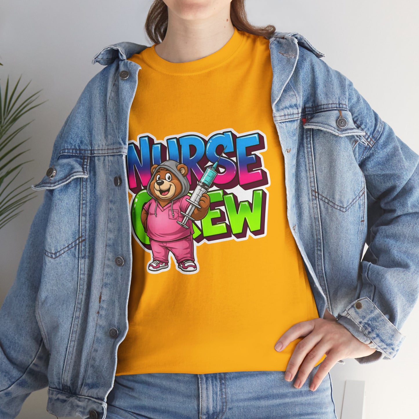 Nurse Crew Bear T‑Shirt — Cute Pink Nurse Cartoon Tee for Nurses & Medical Staff