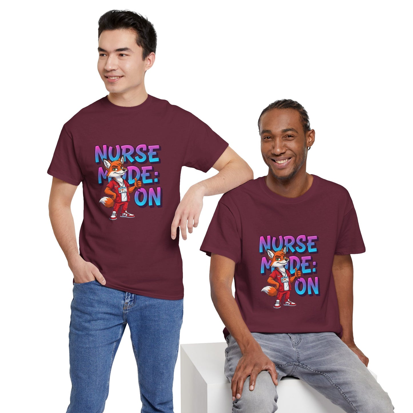 Nurse Mode On T‑Shirt — Cute Fox Nurse Graphic Tee for Nurses & Nursing Students