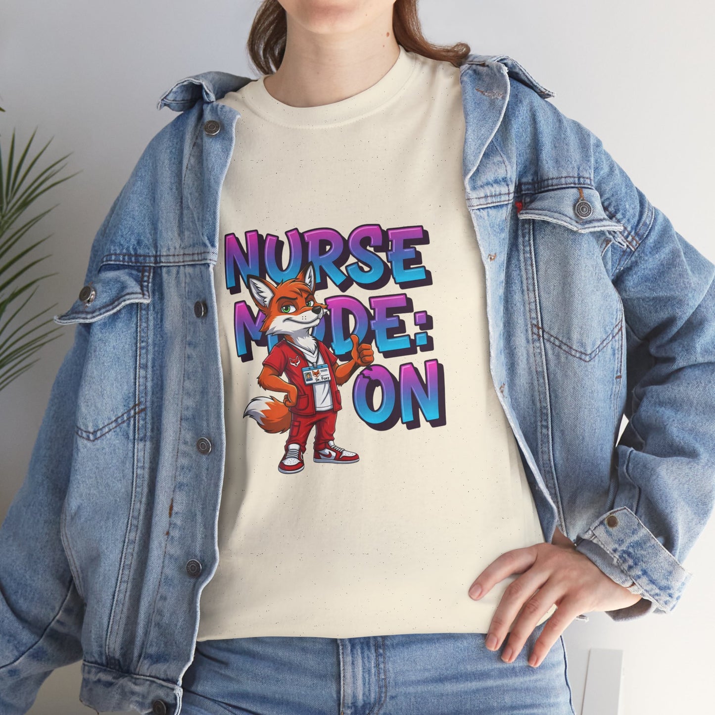 Nurse Mode On T‑Shirt — Cute Fox Nurse Graphic Tee for Nurses & Nursing Students
