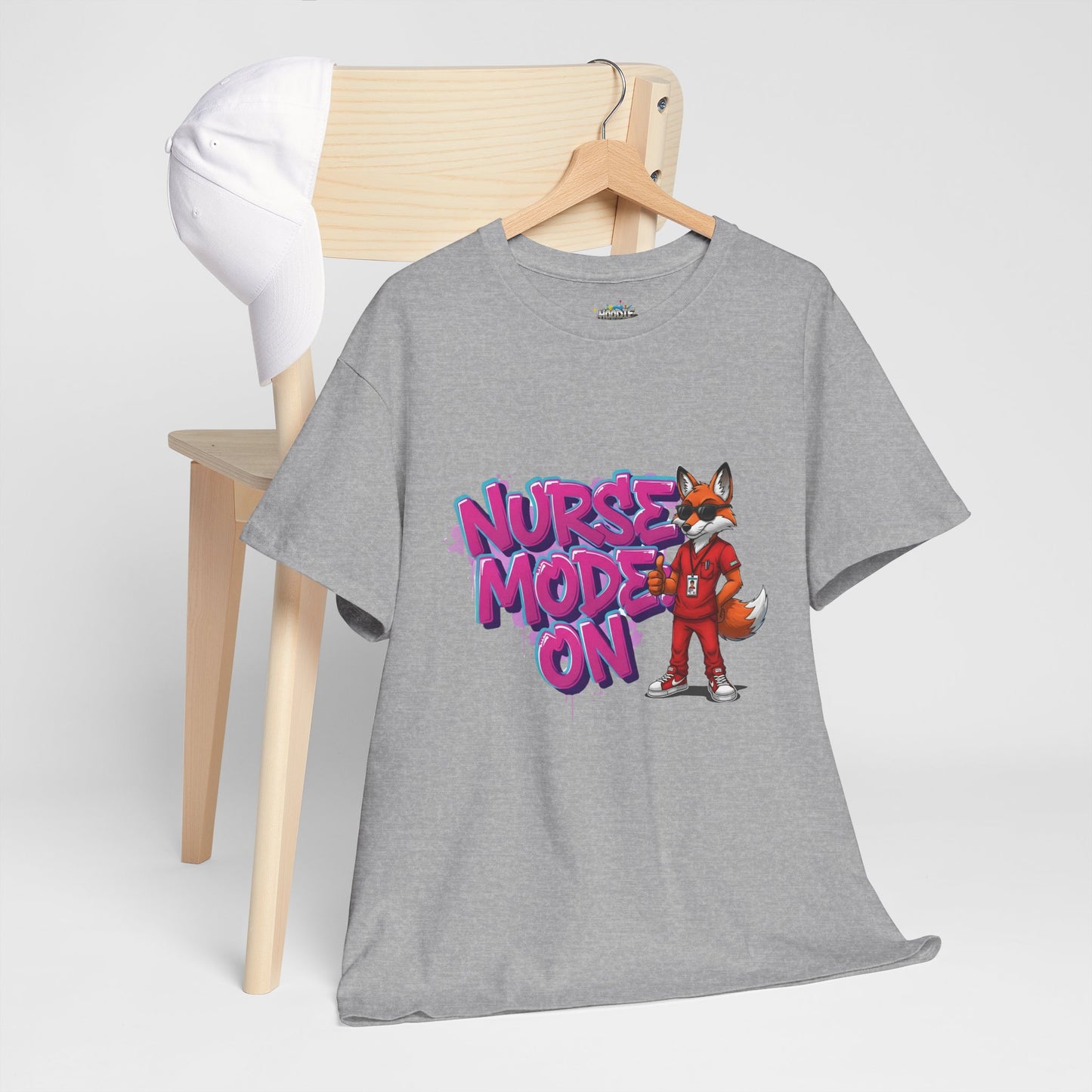 Nurse Mode On T-Shirt — Cute Fox Nurse Graphic Tee for Healthcare Workers