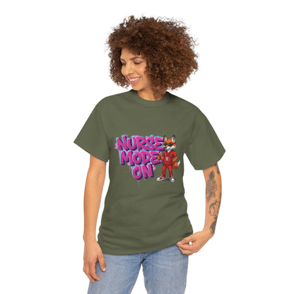 Nurse Mode On T-Shirt — Cute Fox Nurse Graphic Tee for Healthcare Workers