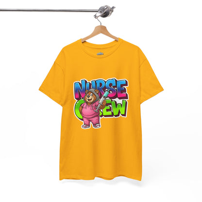 Nurse Crew Bear T‑Shirt — Cute Pink Nurse Cartoon Tee for Nurses & Medical Staff