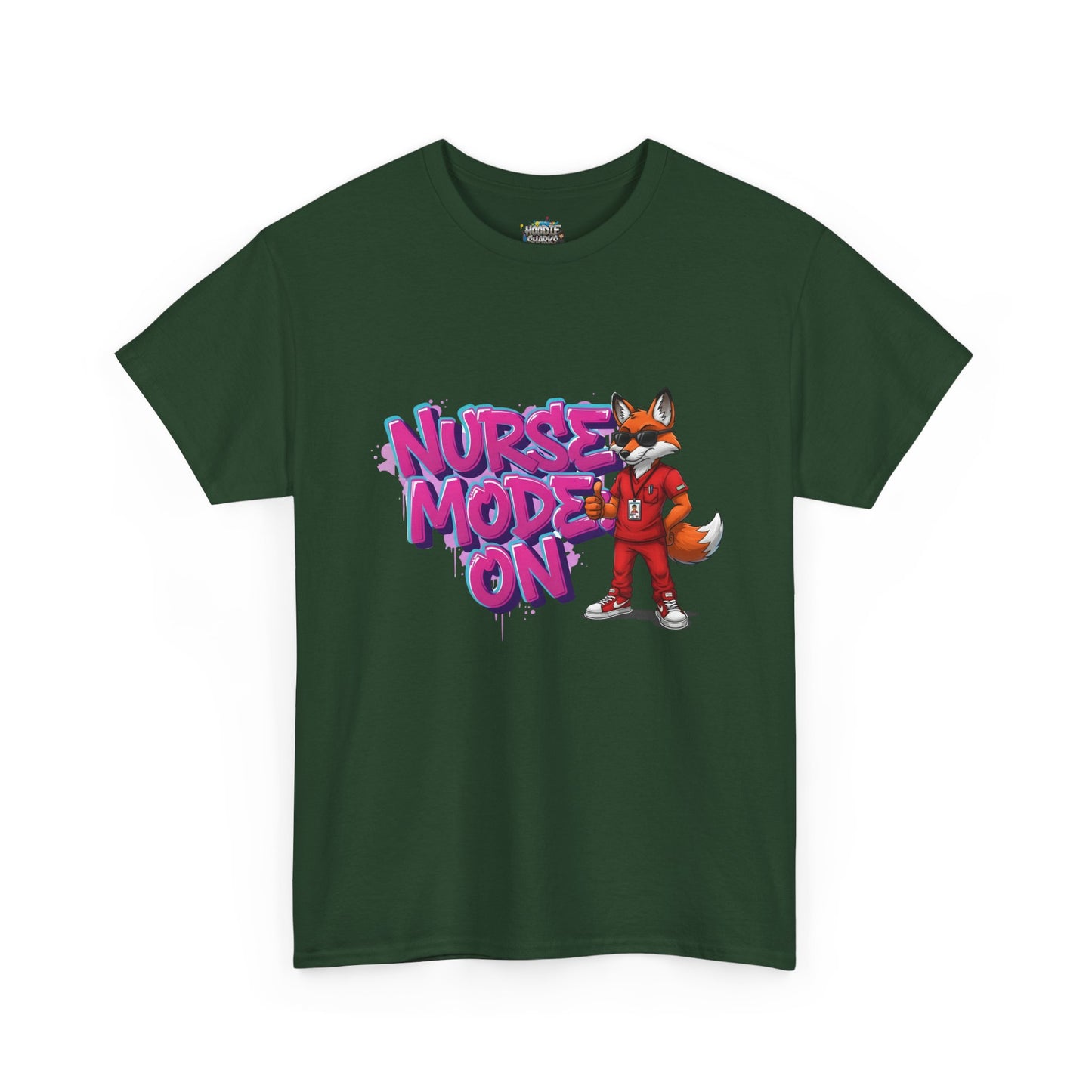 Nurse Mode On T-Shirt — Cute Fox Nurse Graphic Tee for Healthcare Workers