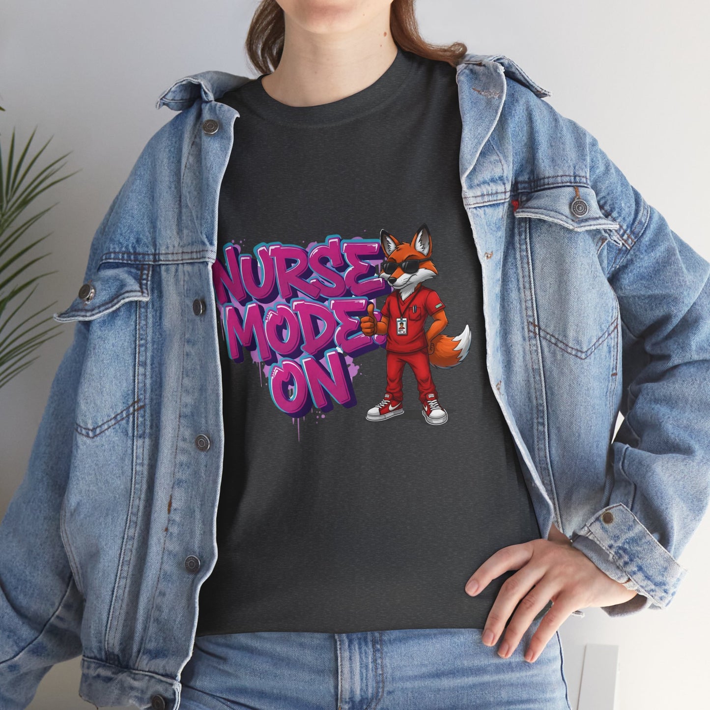 Nurse Mode On T-Shirt — Cute Fox Nurse Graphic Tee for Healthcare Workers