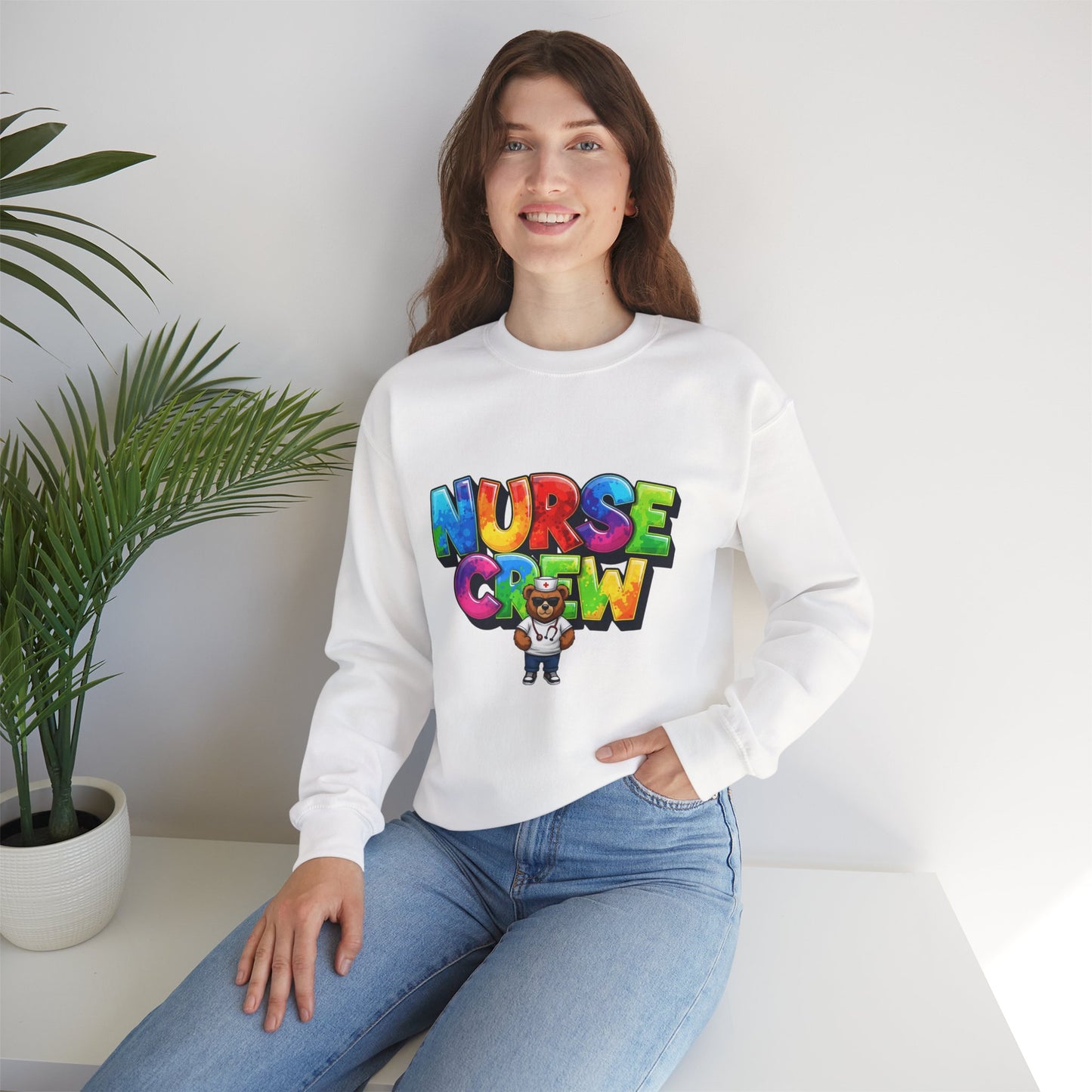 Nurse Crew Sweatshirt — 'NURSE CREW' Graphic Pullover for Healthcare Professionals