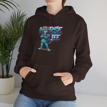 Unisex Nurse Life Hoodie — Cute Cartoon Nurse Graphic Pullover