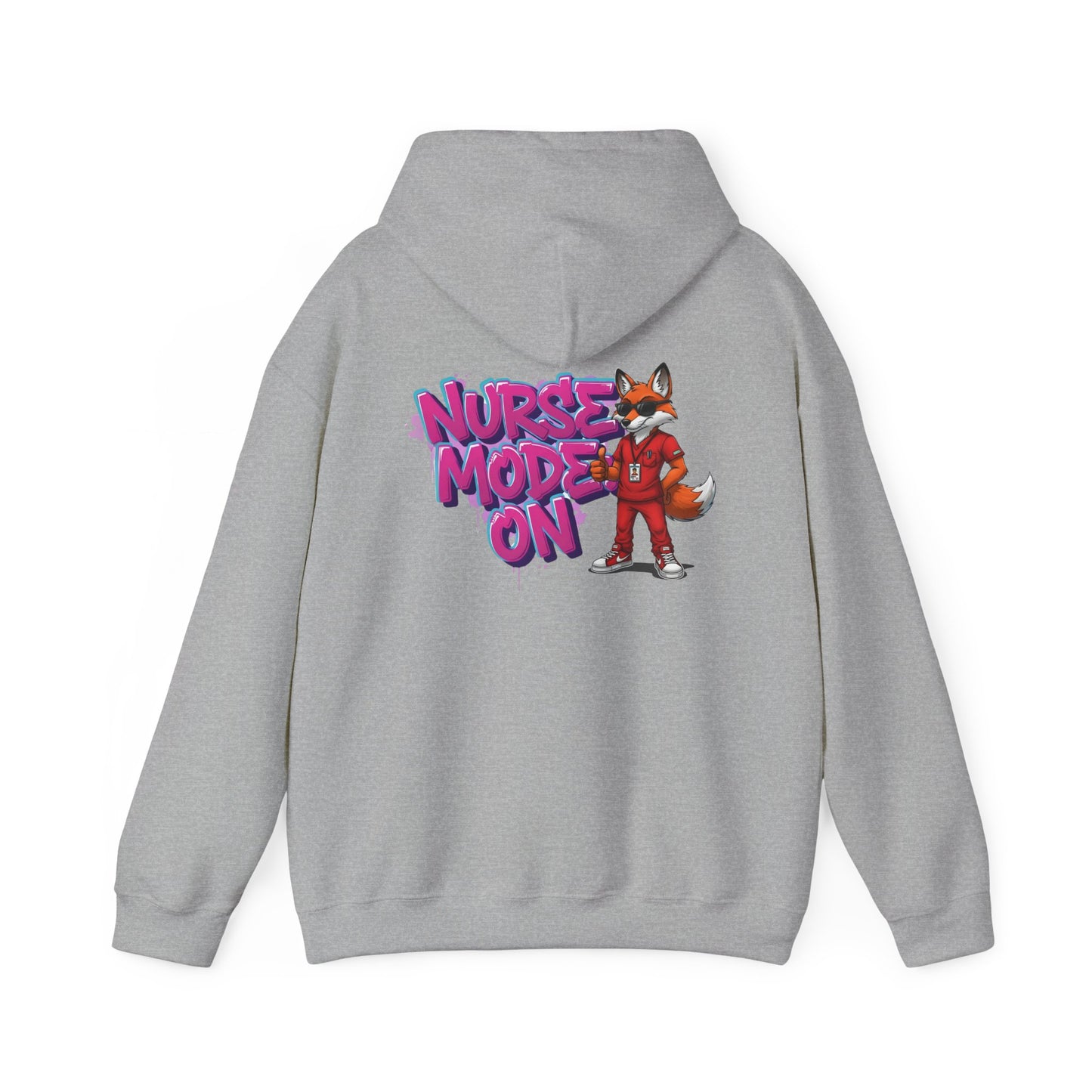 Unisex Nurse Hoodie — 'Nurse Mode On' Cute Nurse Fox Graphic Pullover