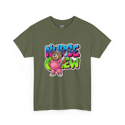 Nurse Crew Bear T‑Shirt — Cute Pink Nurse Cartoon Tee for Nurses & Medical Staff
