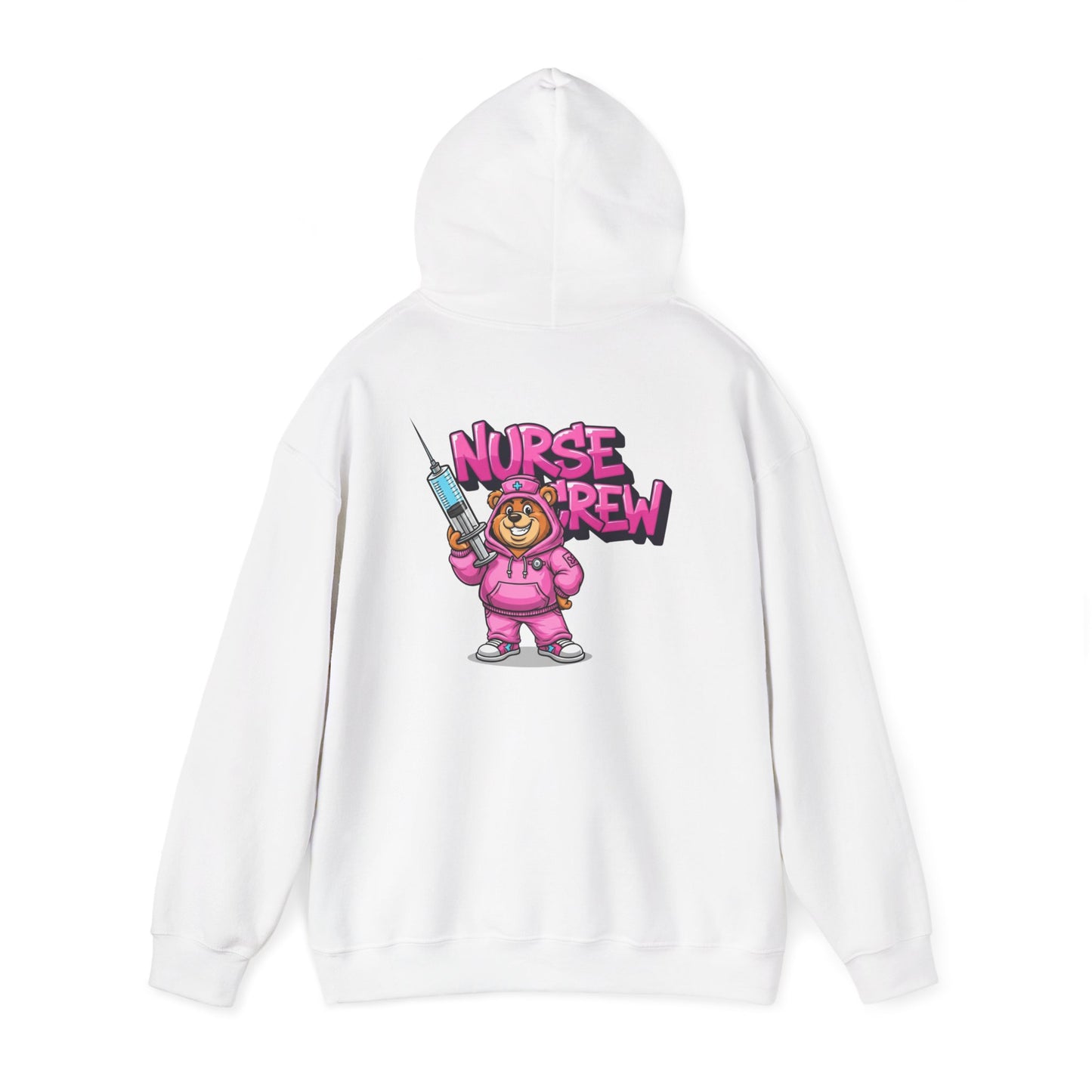 Nurse Crew Hoodie — Cute Teddy Nurse with Syringe Graphic