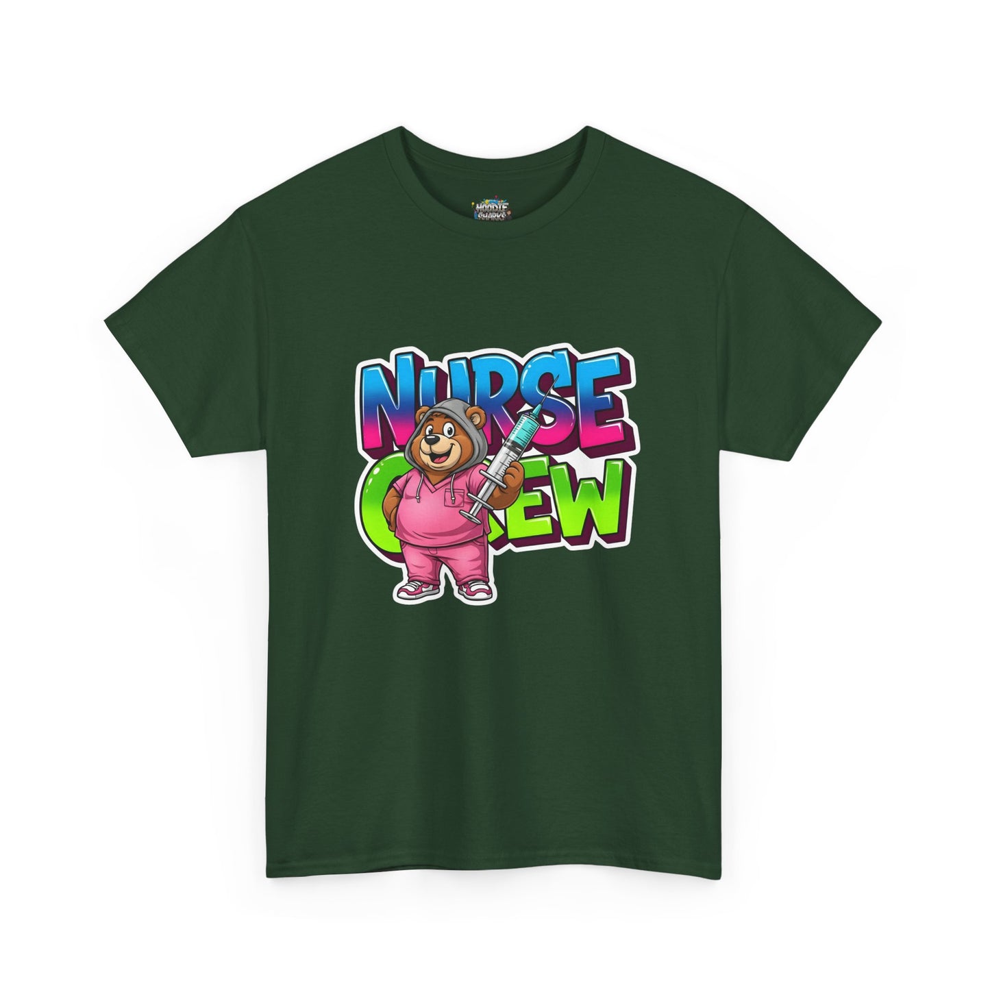 Nurse Crew Bear T‑Shirt — Cute Pink Nurse Cartoon Tee for Nurses & Medical Staff