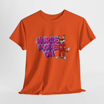 Nurse Mode On T-Shirt — Cute Fox Nurse Graphic Tee for Healthcare Workers