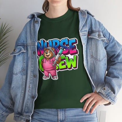Nurse Crew Bear T‑Shirt — Cute Pink Nurse Cartoon Tee for Nurses & Medical Staff