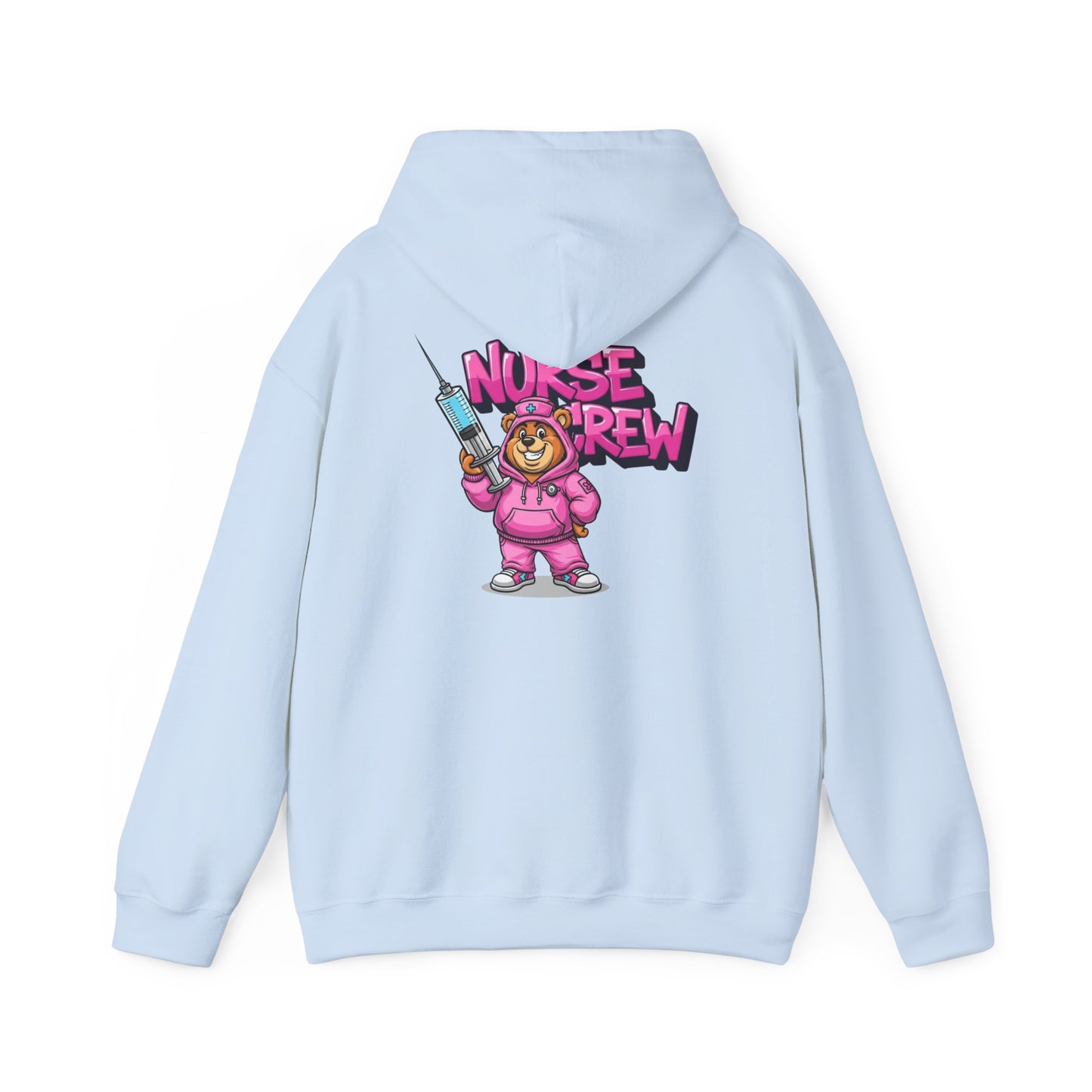 Nurse Crew Hoodie — Cute Teddy Nurse with Syringe Graphic
