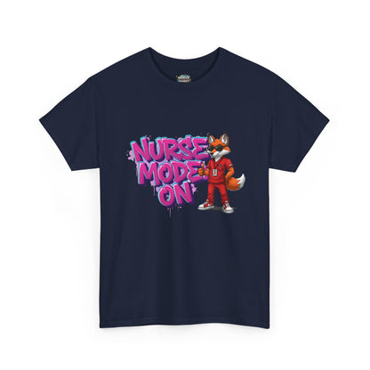 Nurse Mode On T-Shirt — Cute Fox Nurse Graphic Tee for Healthcare Workers