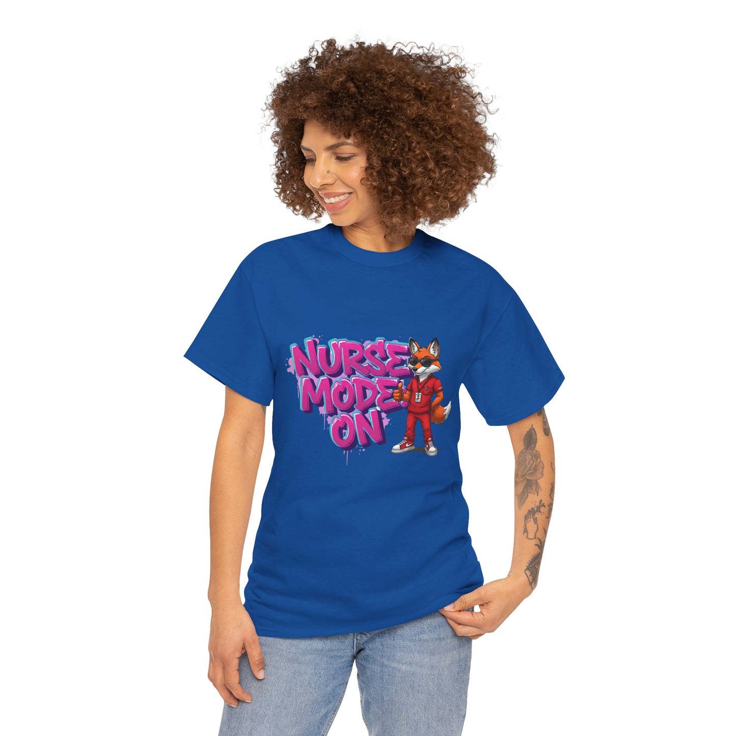 Nurse Mode On T-Shirt — Cute Fox Nurse Graphic Tee for Healthcare Workers