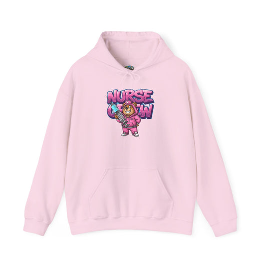 Unisex Nurse Cow Cartoon Hoodie – Cute Pink Nurse Mascot Gift for Nurses