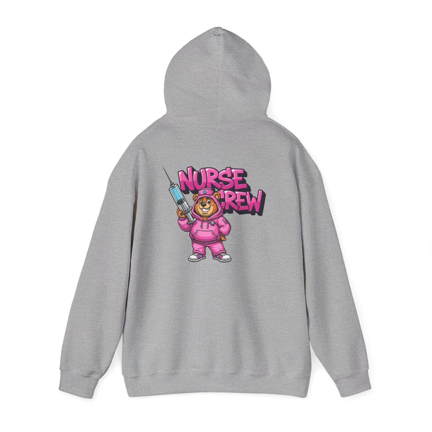 Nurse Crew Hoodie — Cute Teddy Nurse with Syringe Graphic