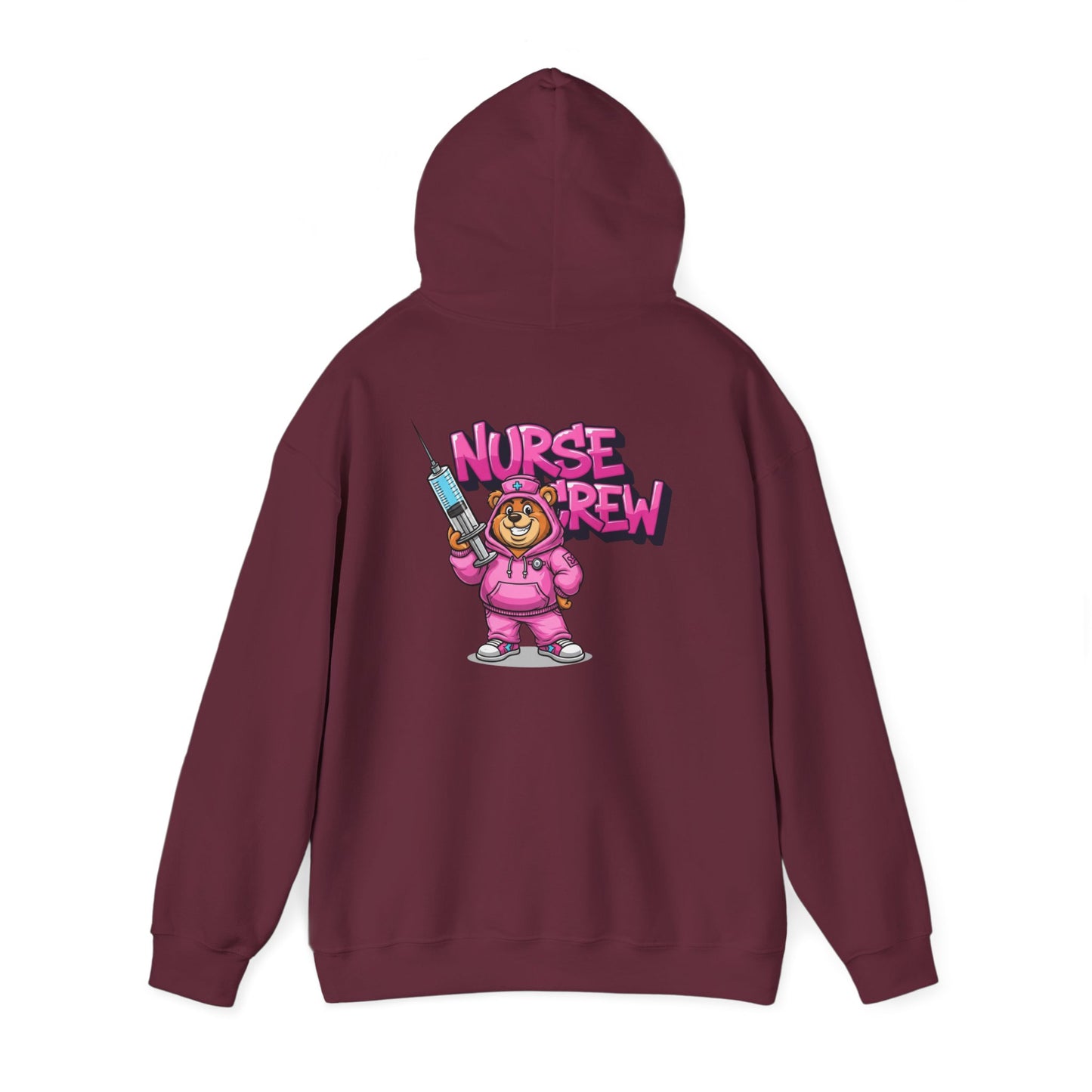Nurse Crew Hoodie — Cute Teddy Nurse with Syringe Graphic