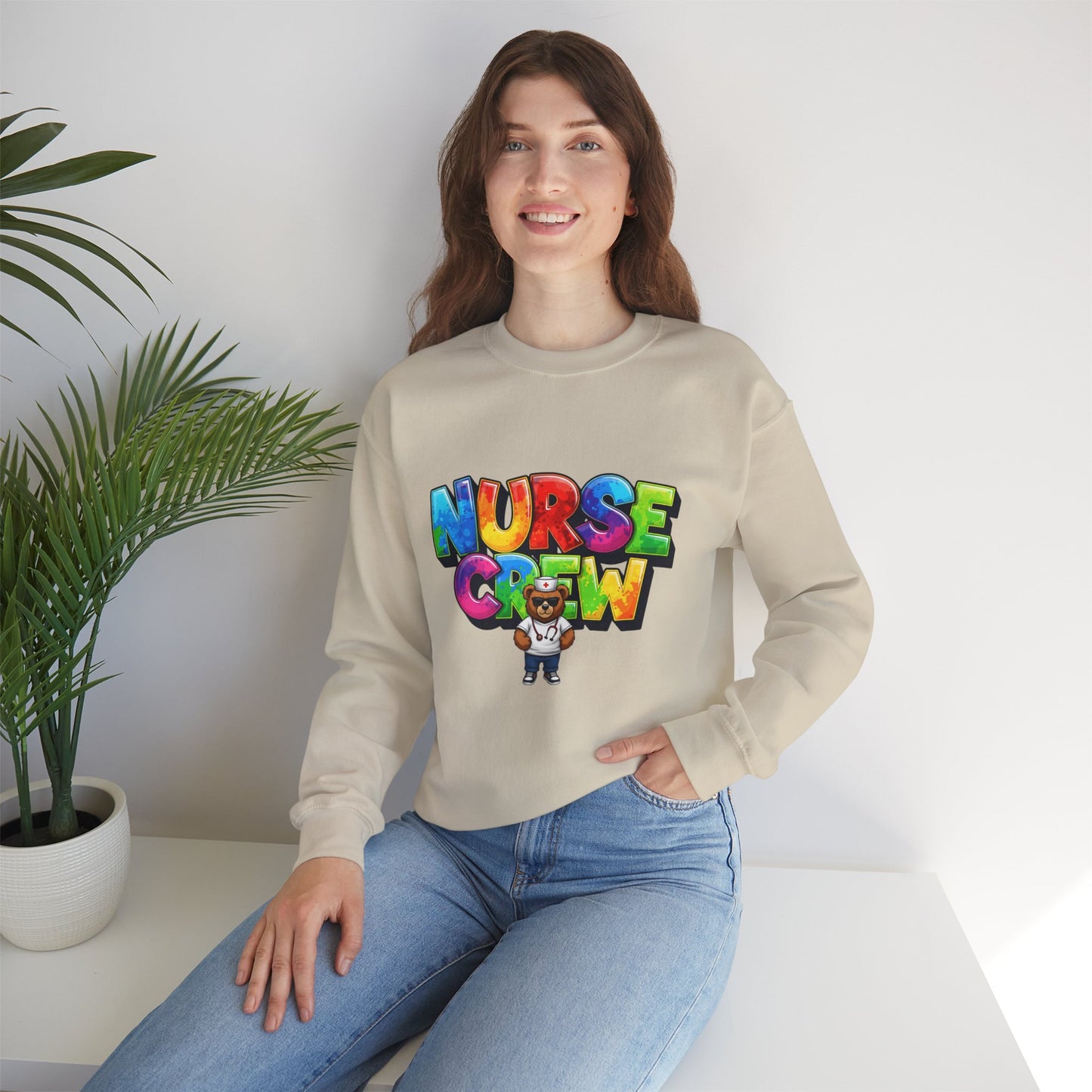 Nurse Crew Sweatshirt — 'NURSE CREW' Graphic Pullover for Healthcare Professionals