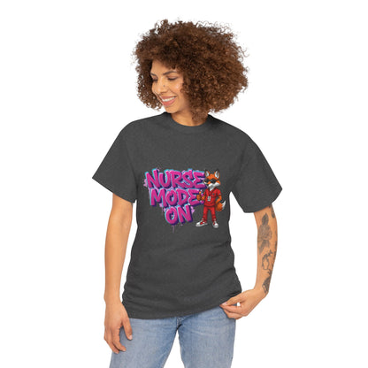 Nurse Mode On T-Shirt — Cute Fox Nurse Graphic Tee for Healthcare Workers