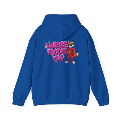 Unisex Nurse Hoodie — 'Nurse Mode On' Cute Nurse Fox Graphic Pullover