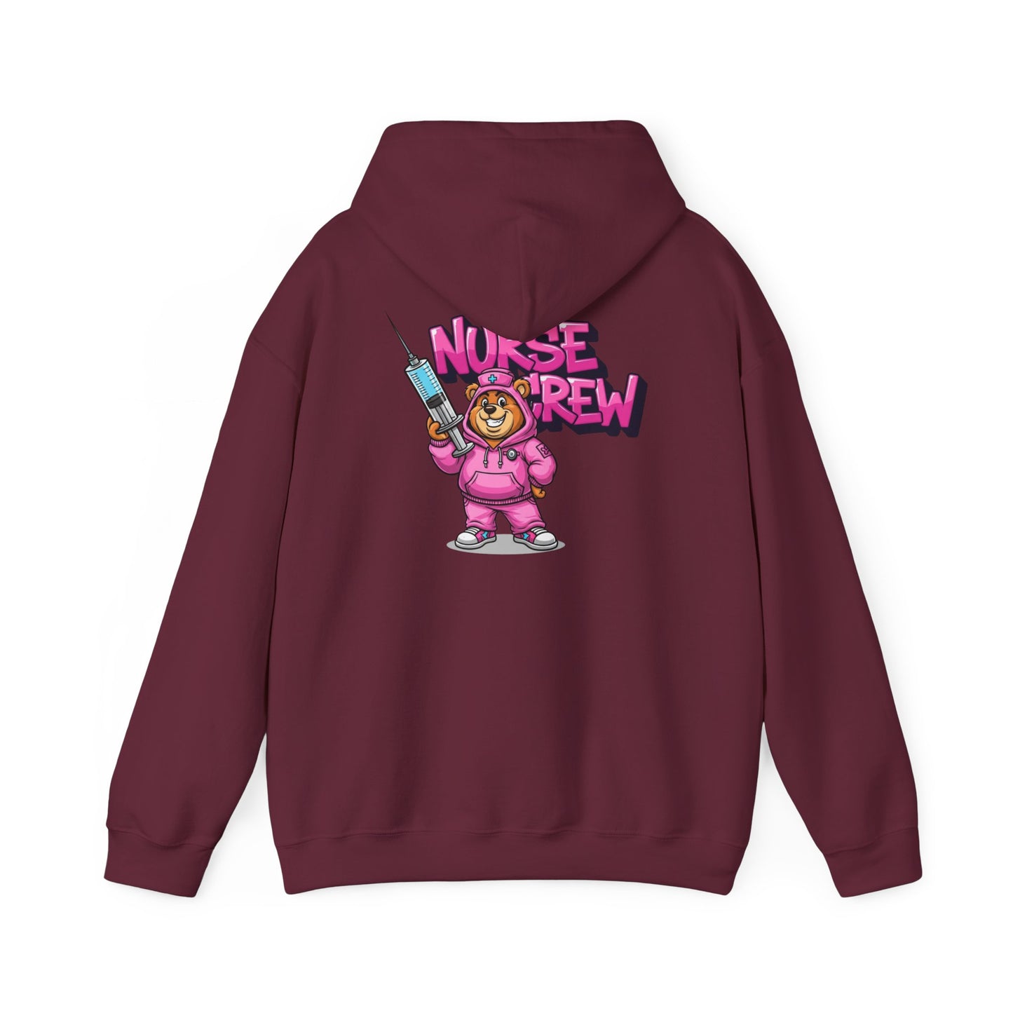 Nurse Crew Hoodie — Cute Teddy Nurse with Syringe Graphic