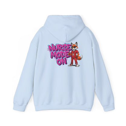 Unisex Nurse Hoodie — 'Nurse Mode On' Cute Nurse Fox Graphic Pullover