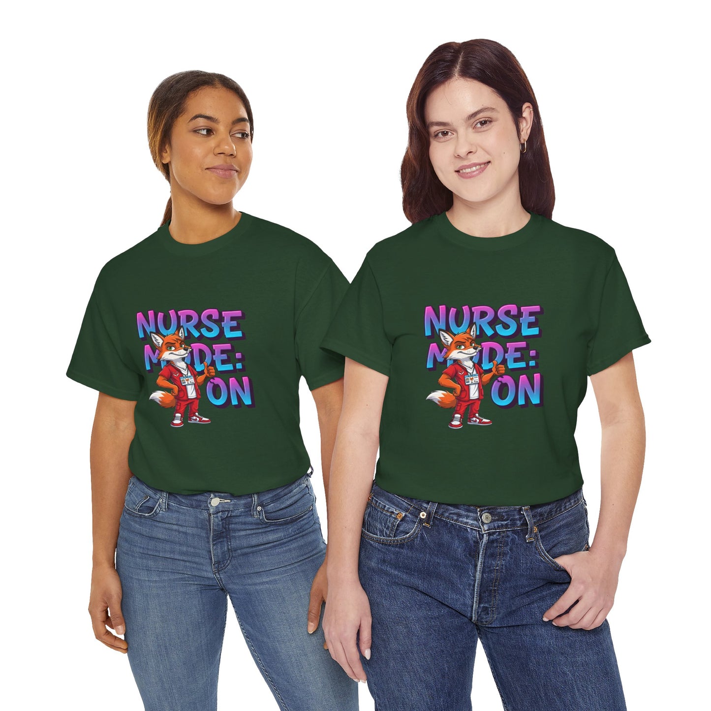 Nurse Mode On T‑Shirt — Cute Fox Nurse Graphic Tee for Nurses & Nursing Students