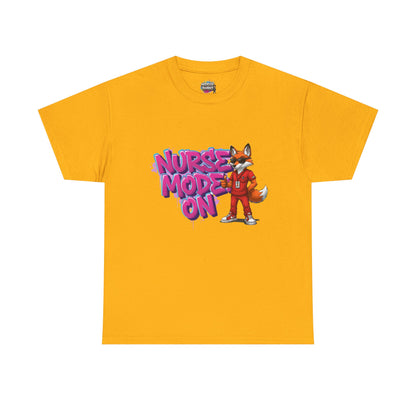 Nurse Mode On T-Shirt — Cute Fox Nurse Graphic Tee for Healthcare Workers
