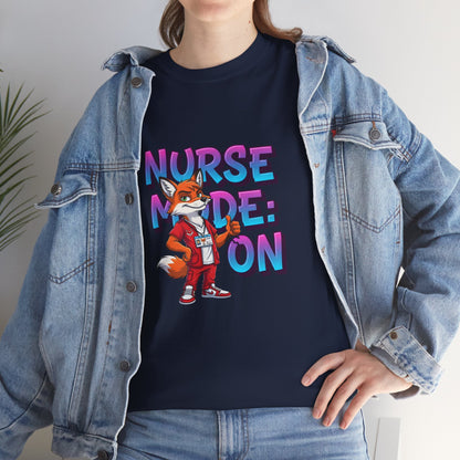 Nurse Mode On T‑Shirt — Cute Fox Nurse Graphic Tee for Nurses & Nursing Students