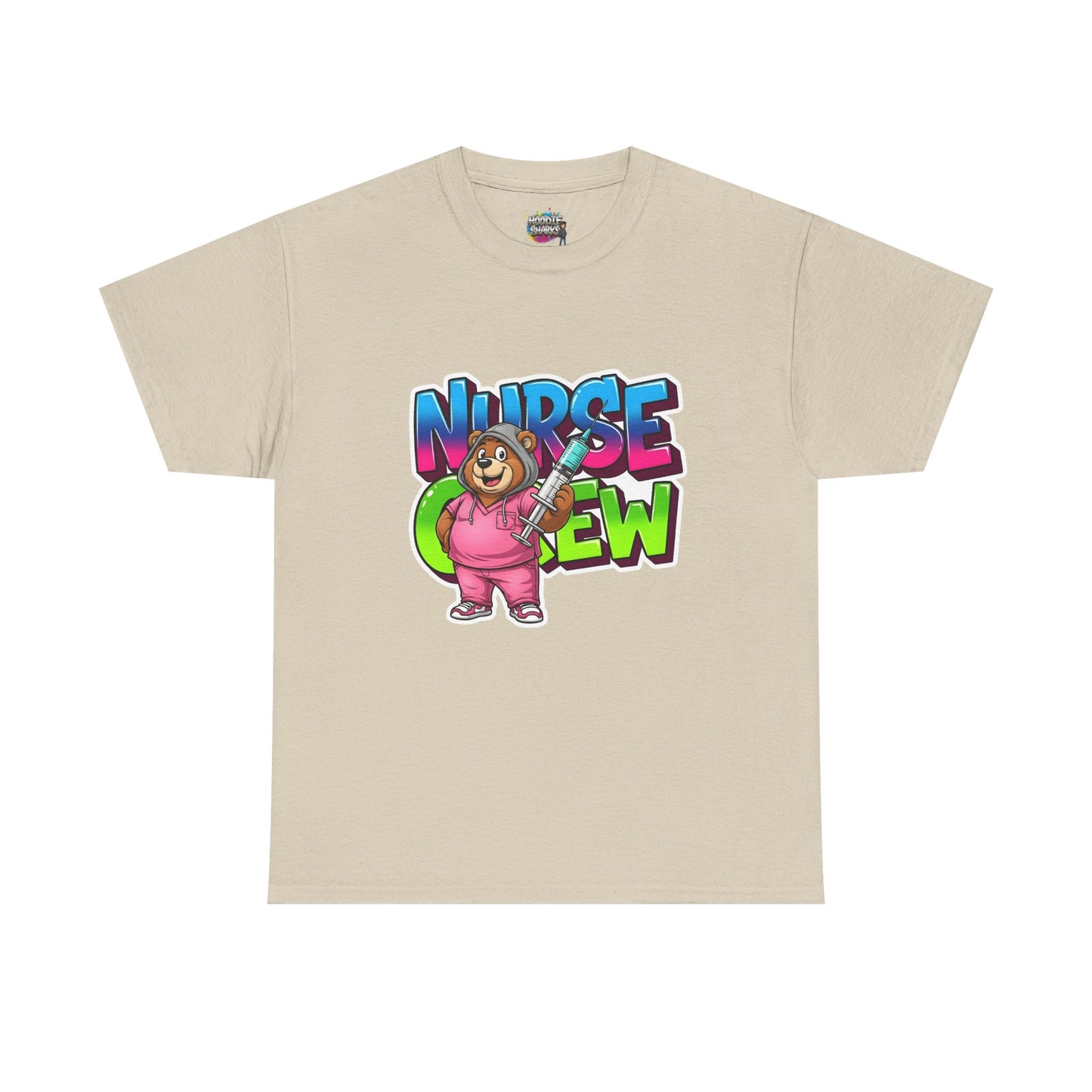 Nurse Crew Bear T‑Shirt — Cute Pink Nurse Cartoon Tee for Nurses & Medical Staff