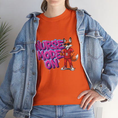 Nurse Mode On T-Shirt — Cute Fox Nurse Graphic Tee for Healthcare Workers