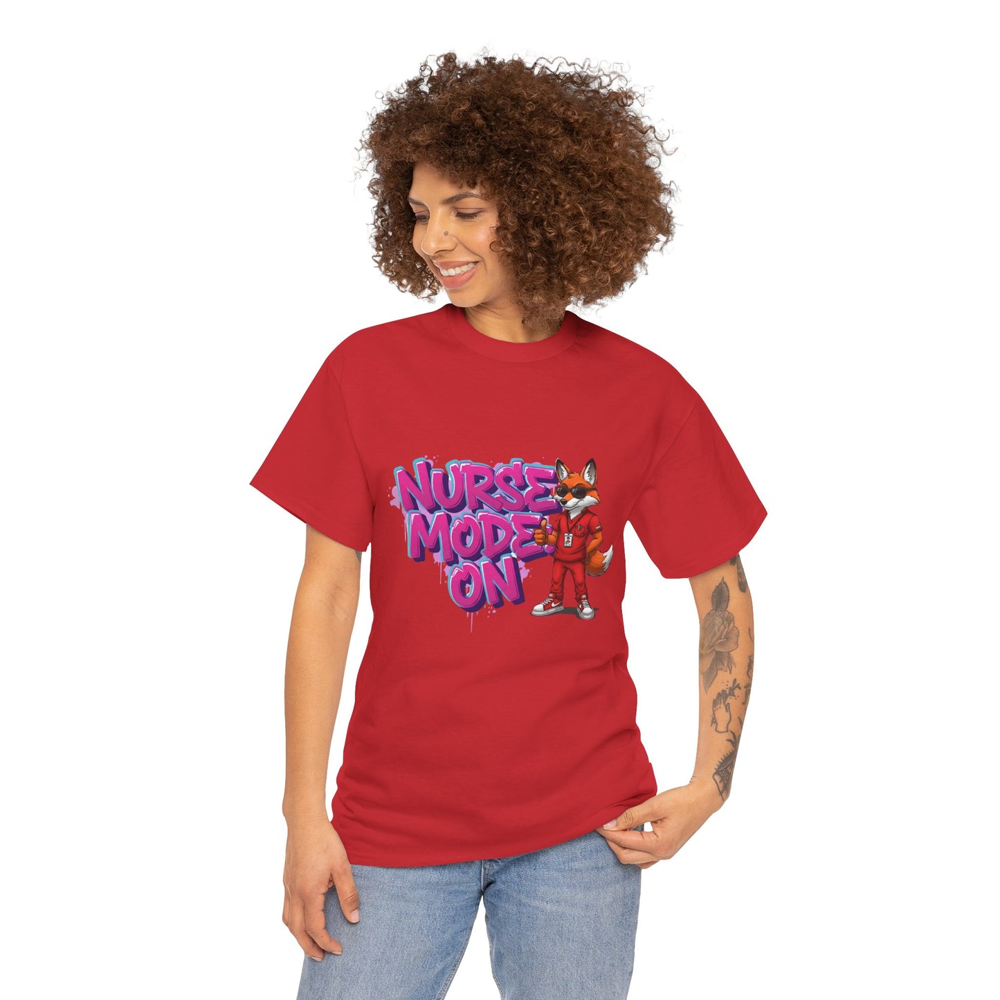Nurse Mode On T-Shirt — Cute Fox Nurse Graphic Tee for Healthcare Workers