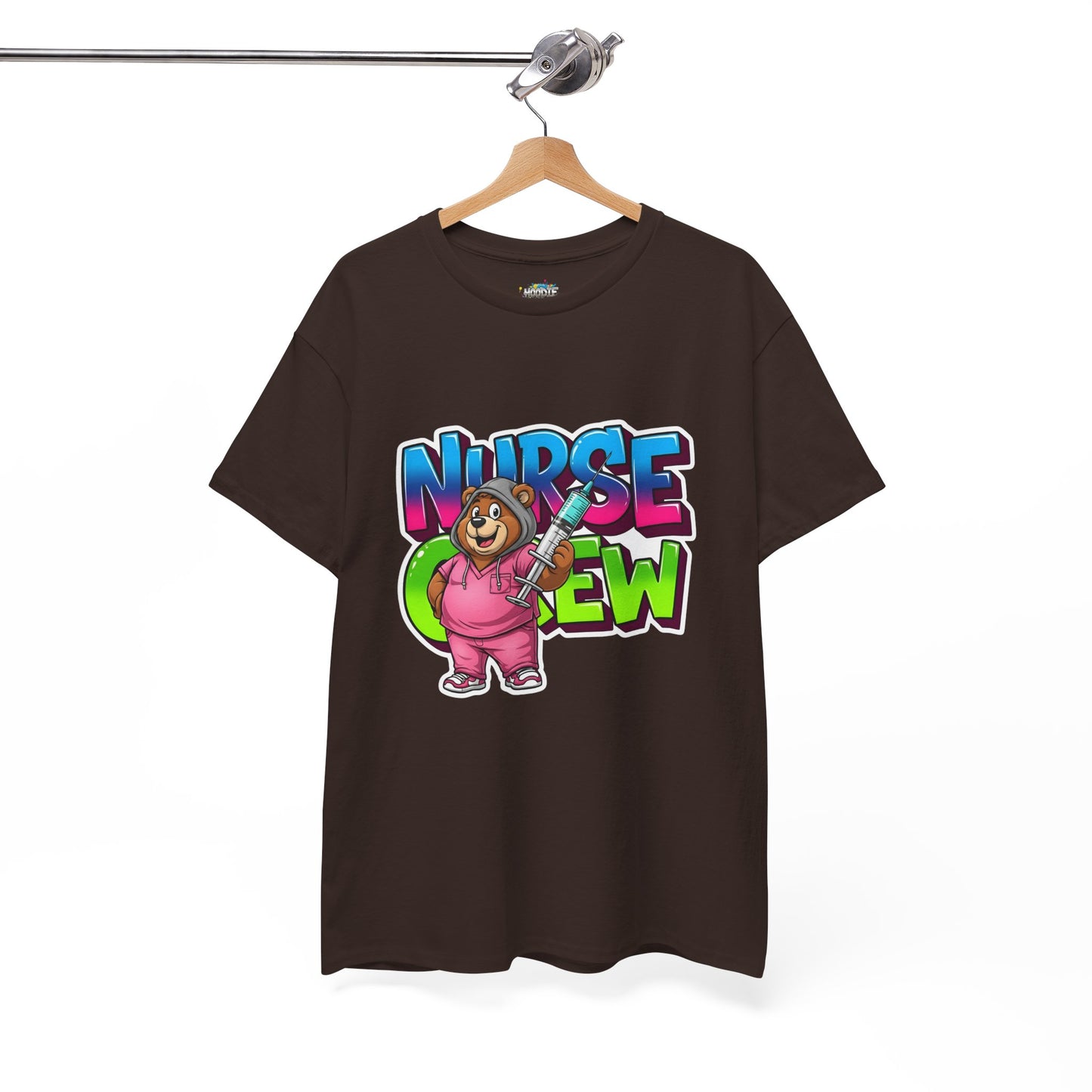 Nurse Crew Bear T‑Shirt — Cute Pink Nurse Cartoon Tee for Nurses & Medical Staff