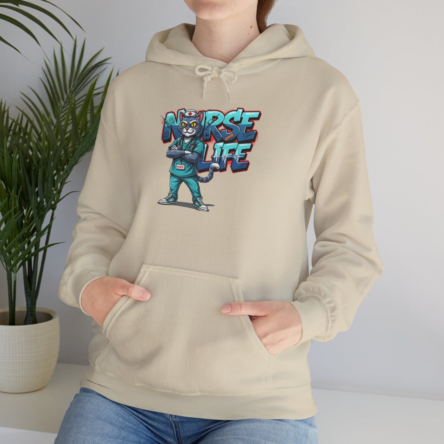 Unisex Nurse Life Hoodie — Cute Cartoon Nurse Graphic Pullover