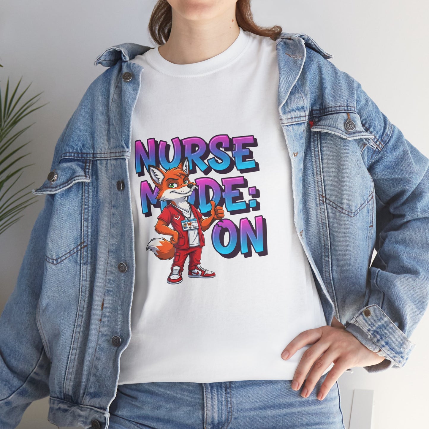 Nurse Mode On T‑Shirt — Cute Fox Nurse Graphic Tee for Nurses & Nursing Students