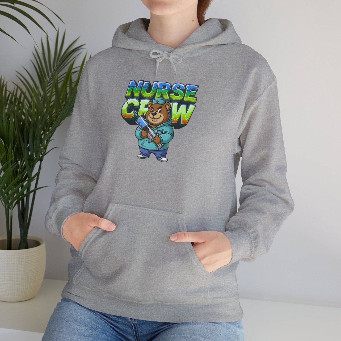 Unisex Nurse Crew Hoodie — Cute Bear Nurse Graphic Pullover