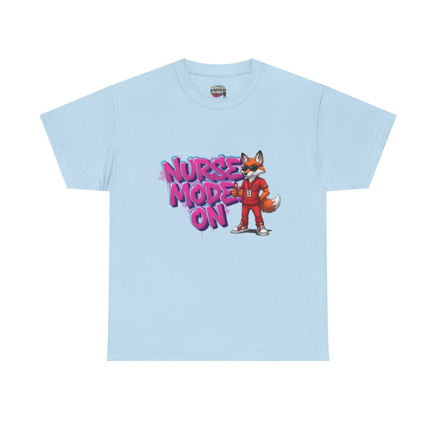 Nurse Mode On T-Shirt — Cute Fox Nurse Graphic Tee for Healthcare Workers