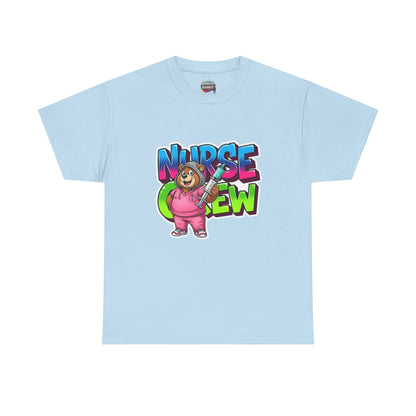 Nurse Crew Bear T‑Shirt — Cute Pink Nurse Cartoon Tee for Nurses & Medical Staff
