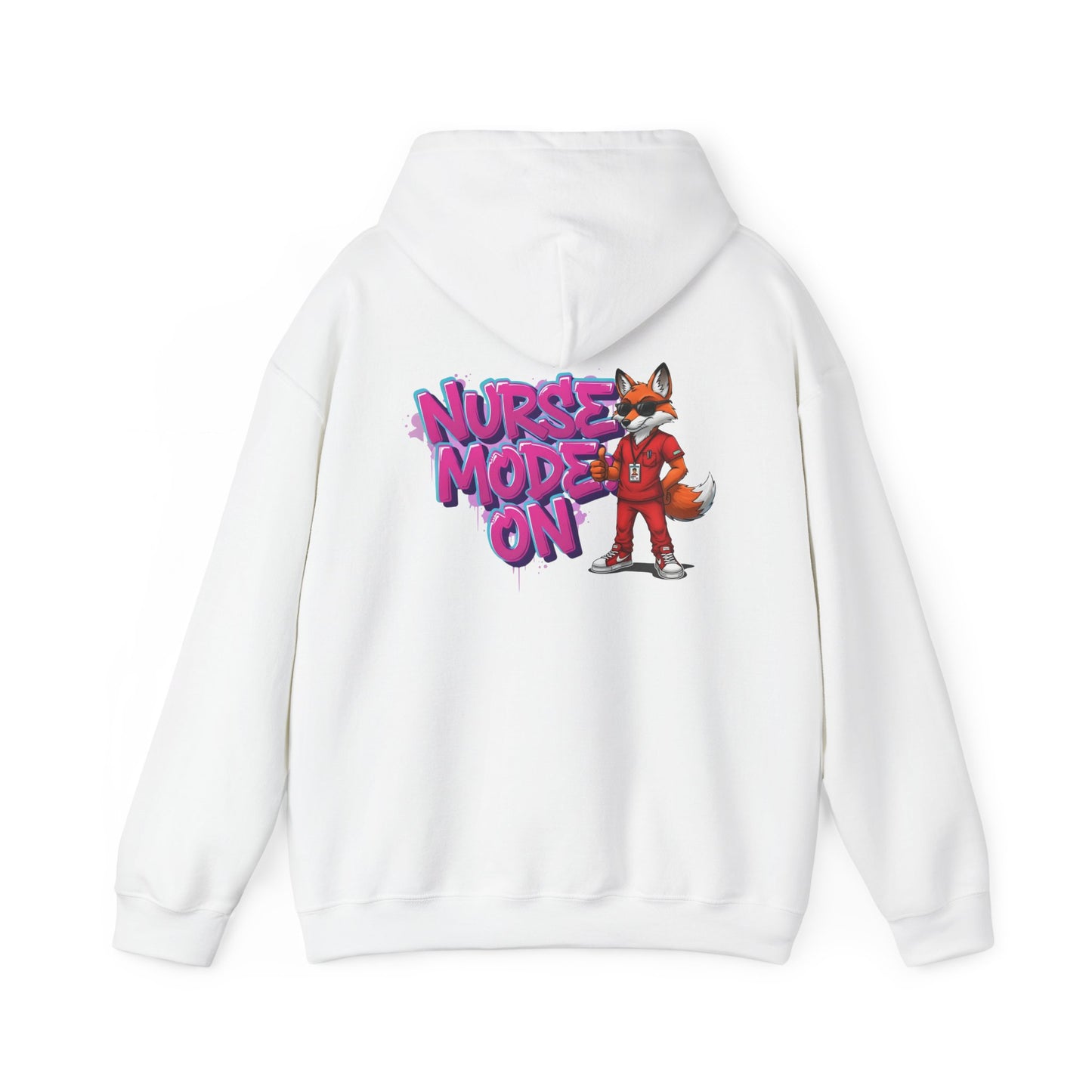 Unisex Nurse Hoodie — 'Nurse Mode On' Cute Nurse Fox Graphic Pullover