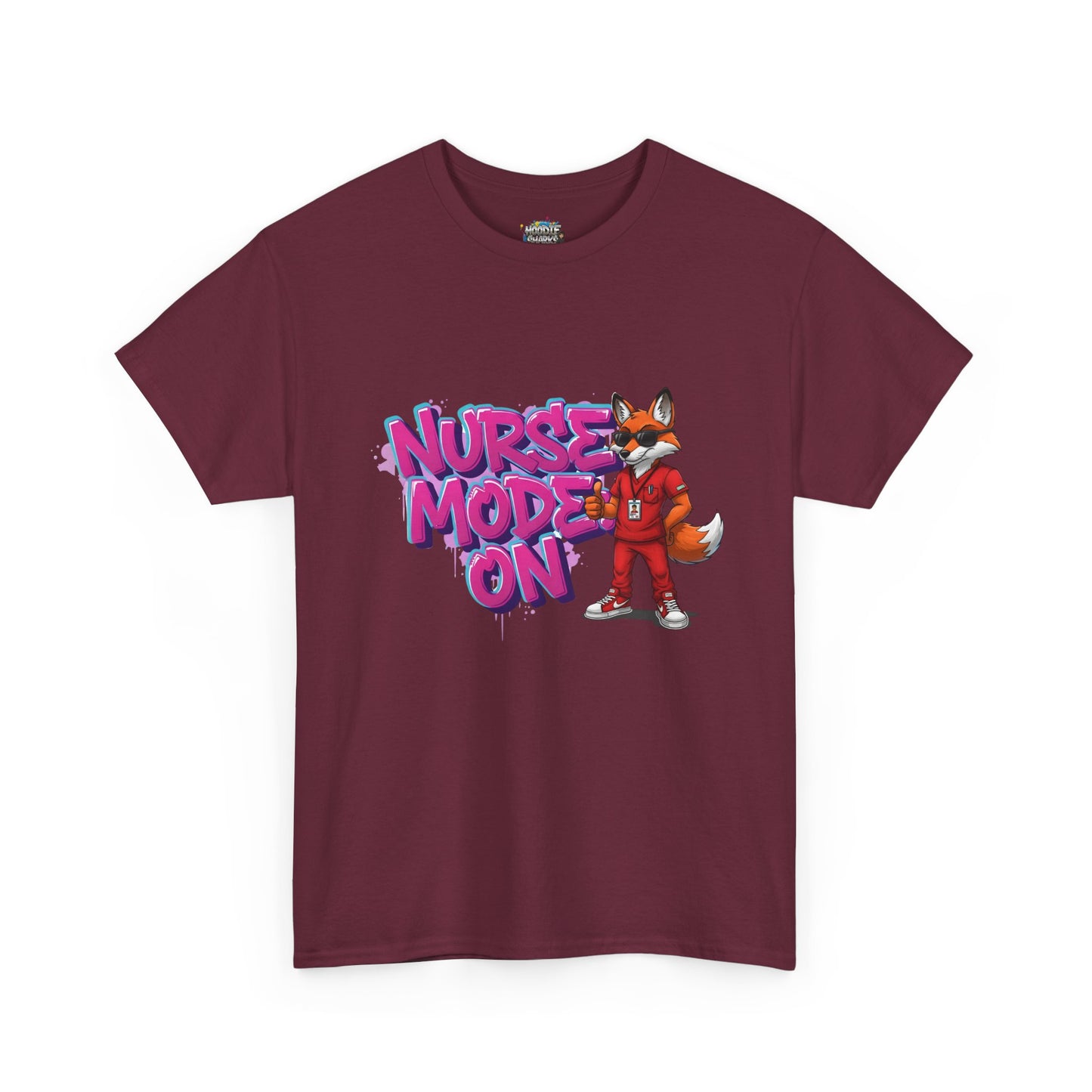 Nurse Mode On T-Shirt — Cute Fox Nurse Graphic Tee for Healthcare Workers
